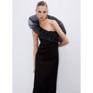 ZARA SATIN DRESS WITH ORGANZA